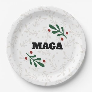 MAGA Christmas Round Trump party plates
