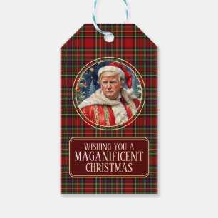 MAGA Christmas Tartan Plaid Trump Gift Tag 