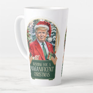 MAGA Christmas Trump Santa Snow Globe Large Latte Mug