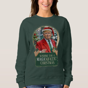 MAGA Christmas Trump Santa Snow Globe Women's Sweatshirt
