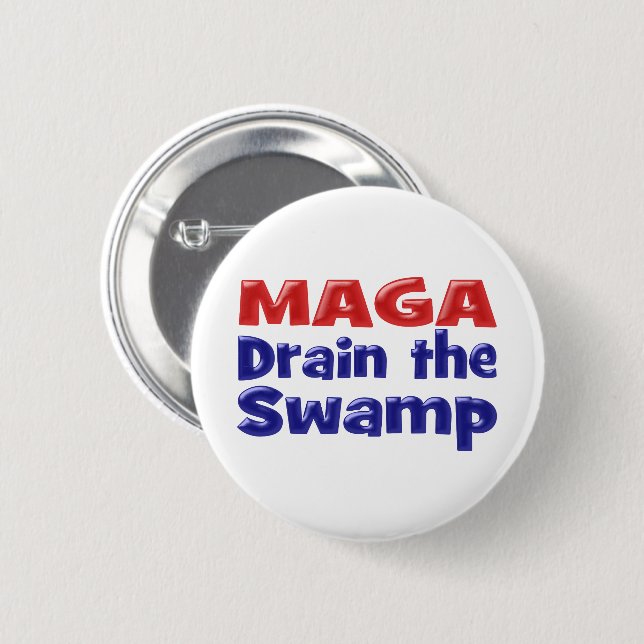 MAGA Drain the Swamp red blue 6 Cm Round Badge (Front & Back)