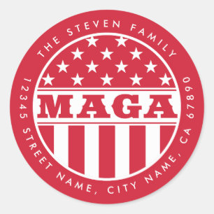 MAGA Personalised Initial Round Stickers