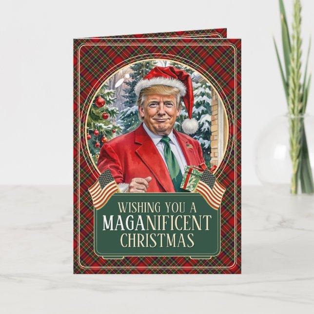 MAGA Santa Trump MAGAnificent Christmas Folded Holiday Card (Front)