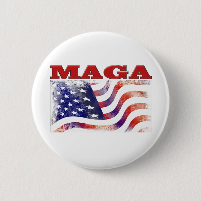 MAGA stars and stripes 6 Cm Round Badge (Front)
