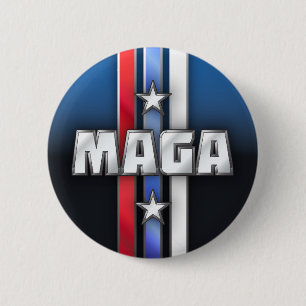 MAGA Stars & Stripes Make America Great Again Blue 6 Cm Round Badge