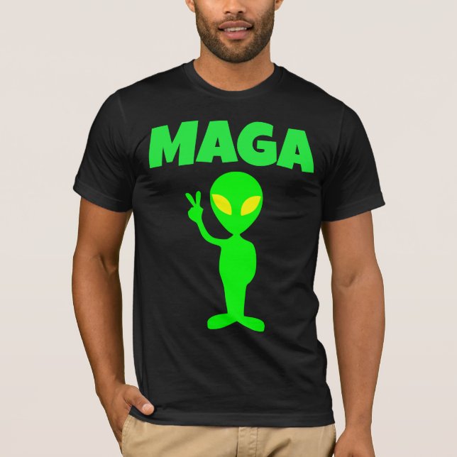 MAGA TRUMP ALIEN PEACE FUNNY T-SHIRT (Front)