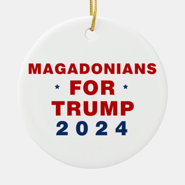 Magadonians For Trump 2024 Red Blue Ceramic Ornament (Front)