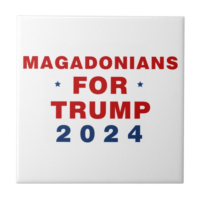 Magadonians For Trump 2024 Red Blue Ceramic Tile (Front)