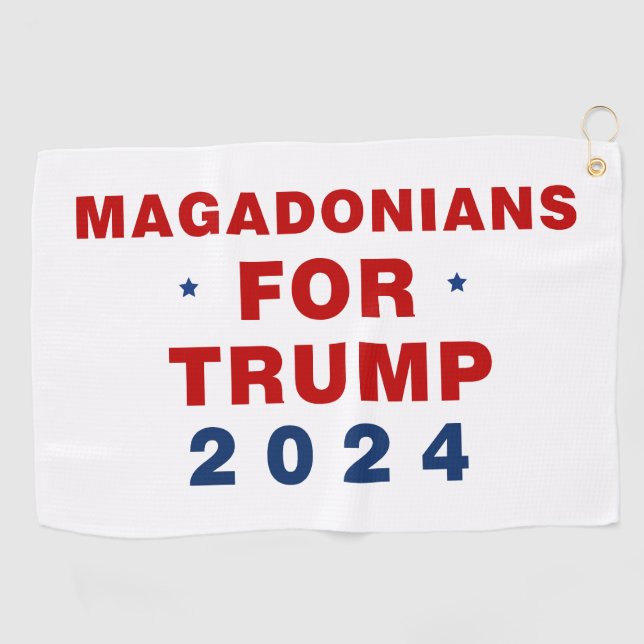 Magadonians For Trump 2024 Red Blue Golf Towel (Horizontal)