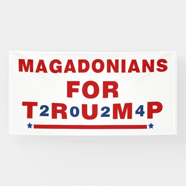 Magadonians For Trump 2024 Red Blue Star Banner (Horizontal)