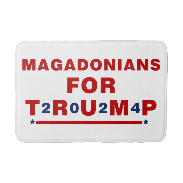 Magadonians For Trump 2024 Red Blue Star Bath Mat (Front)