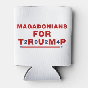 Magadonians For Trump 2024 Red Blue Star Can Cooler
