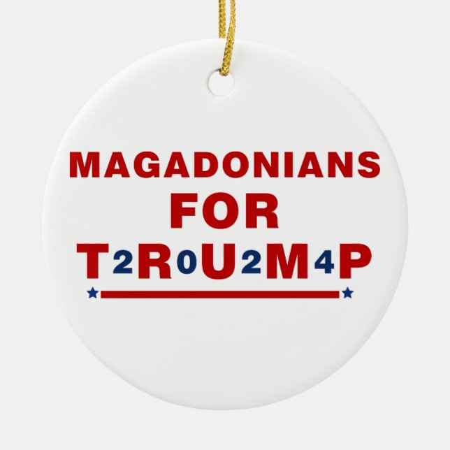 Magadonians For Trump 2024 Red Blue Star Ceramic Ornament (Front)