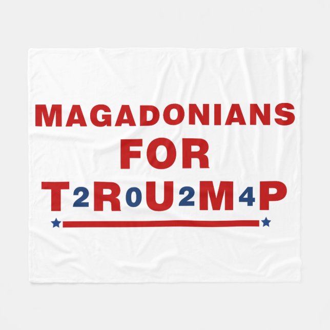 Magadonians For Trump 2024 Red Blue Star Fleece Blanket (Front (Horizontal))