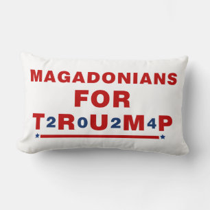Magadonians For Trump 2024 Red Blue Star Lumbar Cushion