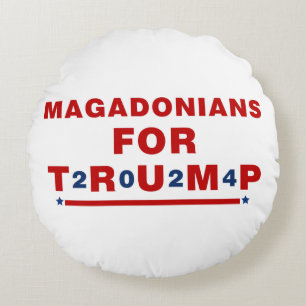 Magadonians For Trump 2024 Red Blue Star Round Cushion