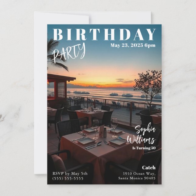 Magazine Cover Beach Birthday Invitation (Front)