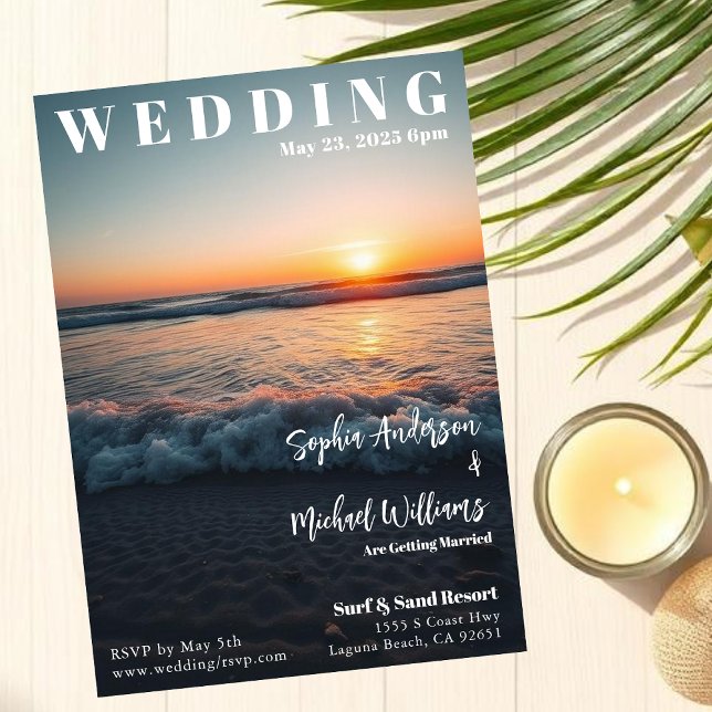 Magazine Cover Beach Birthday Invitation (Magazine Cover Beach Wedding Invitation )