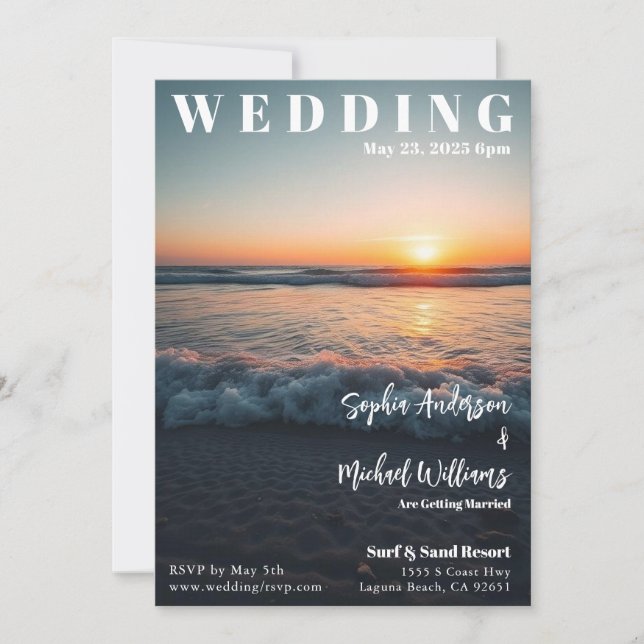 Magazine Cover Beach Birthday Invitation (Front)