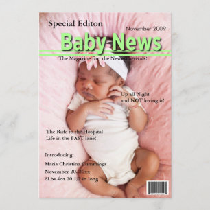 Magazine Cover Birth Announcement (Green)