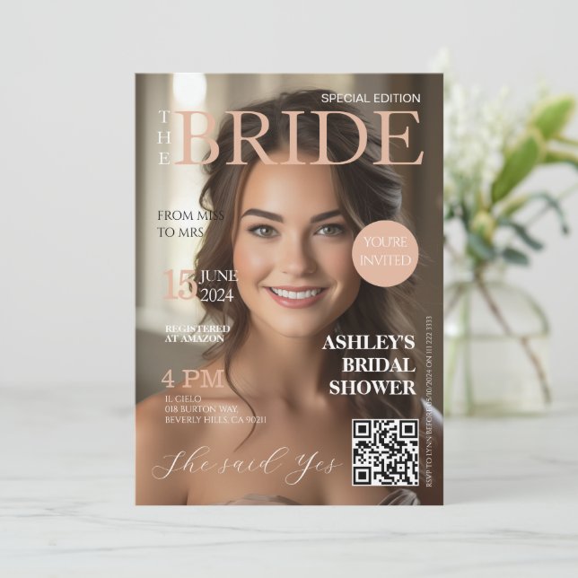 Magazine Cover Bridal Shower Invitation (Standing Front)