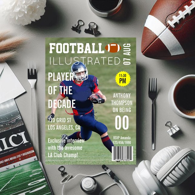 Magazine Cover Celebrity Footballer Birthday Party Invitation (Magazine Cover Celebrity Footballer Birthday Party Invitation)