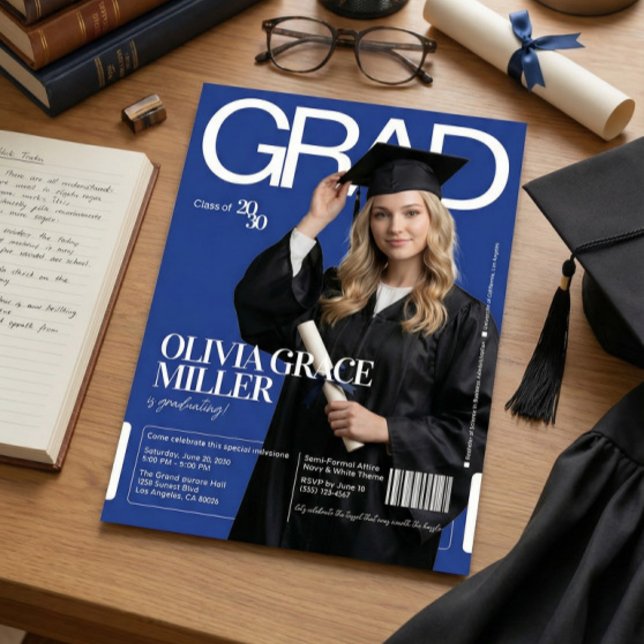 Magazine Cover Chic Graduation Party with Photo Invitation (Creator Uploaded)