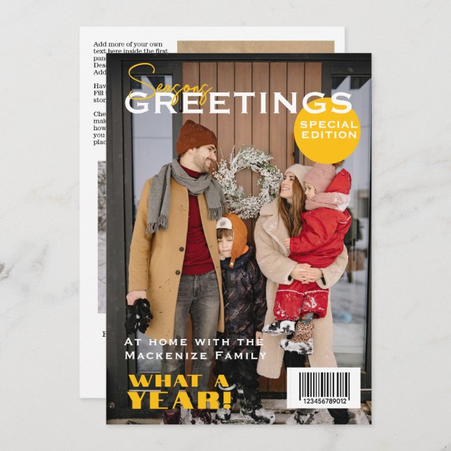 Magazine Cover Christmas Personalised Holiday Card (Front/Back)