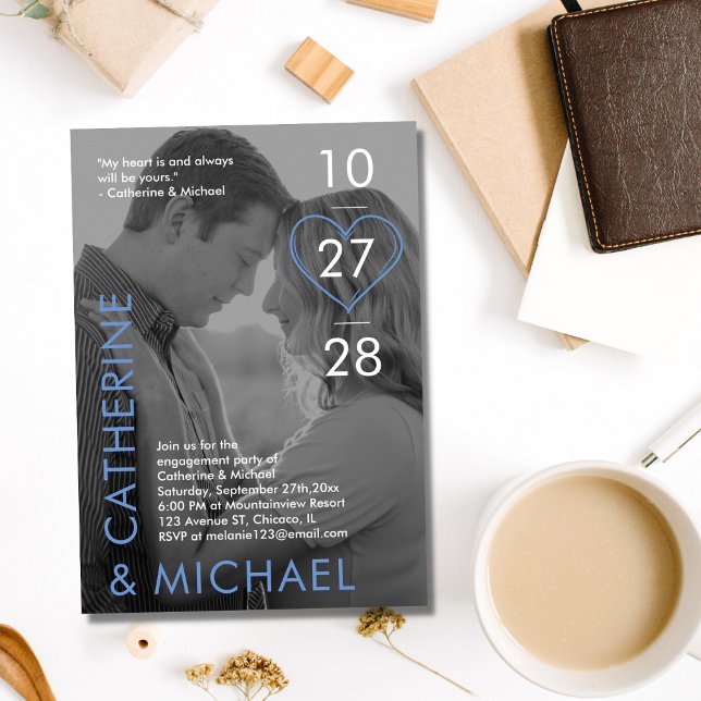 Magazine Cover Dark Photo Modern Minimalist Blue Invitation (Creator Uploaded)