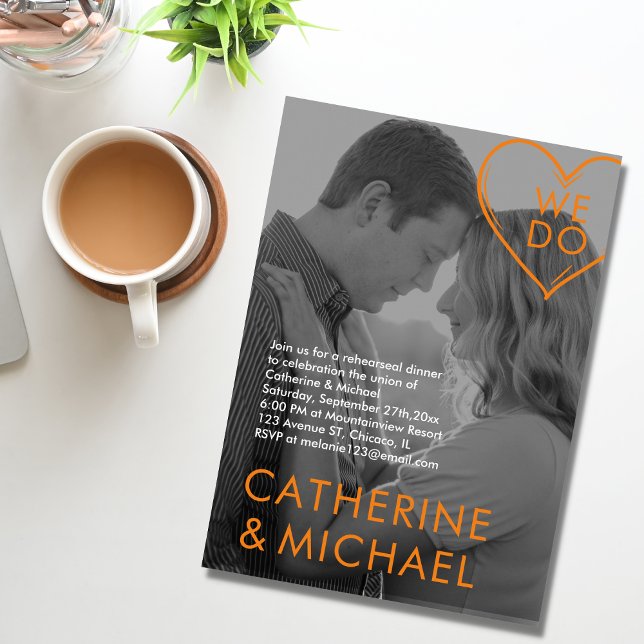 Magazine Cover Dark Photo Modern Minimalist Orange Invitation (Creator Uploaded)