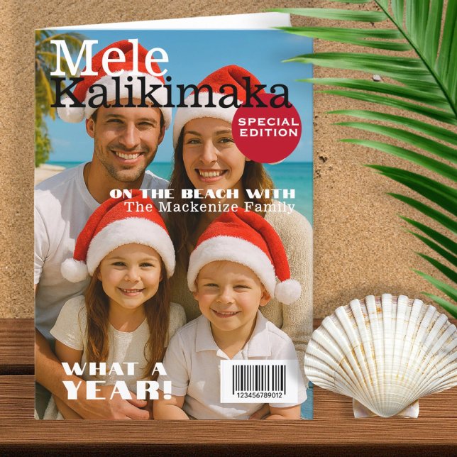 Magazine Cover Mele Kalikimaka Personalised Holiday Card (Magazine Cover Mele Kalikimaka Personalized Holiday Card 5 photos and text template novelty card
)