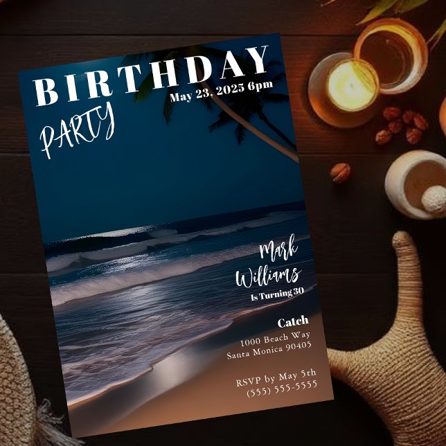 Magazine Cover Moonlight Beach Birthday Invitation (Magazine Cover Moonlight Beach Birthday Invitation)
