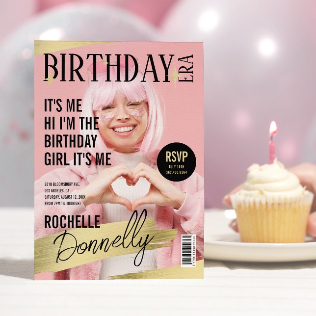 Magazine Cover Photo Birthday Era Party Invitation (Creator Uploaded)