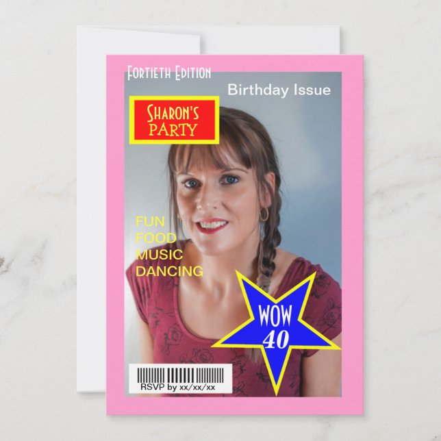 Magazine Cover Photo Birthday Party Invites (Front)