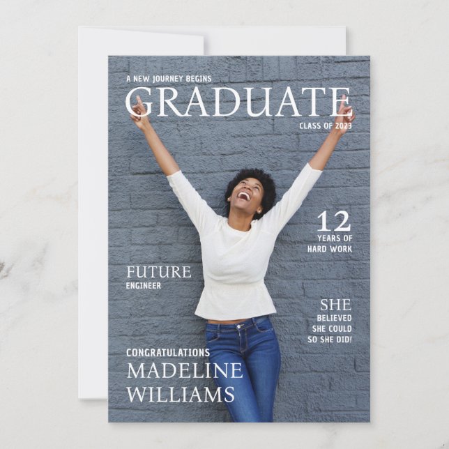 Magazine Cover Photo Graduation Announcement (Front)