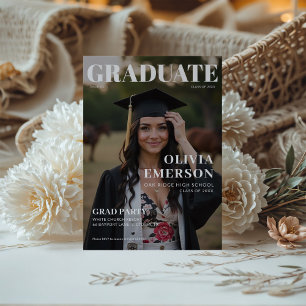 Magazine Cover Photo Graduation Invitation