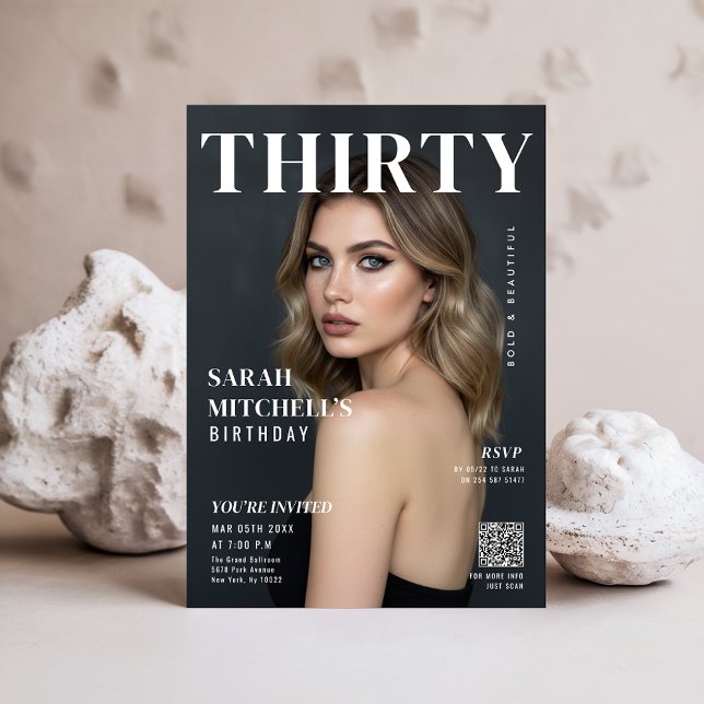 Magazine Cover Photo RSVP 30th Birthday Party Invitation (Creator Uploaded)