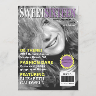 Magazine Cover Photo Sweet Sixteen Birthday Invite