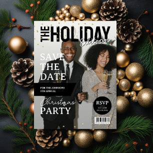 Magazine Cover Photo Xmas Party Save The Date Holiday Postcard