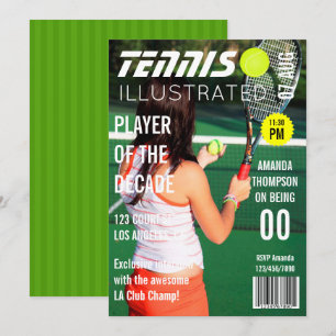Magazine Cover Pic Celebrity Tennis Birthday Party Invitation