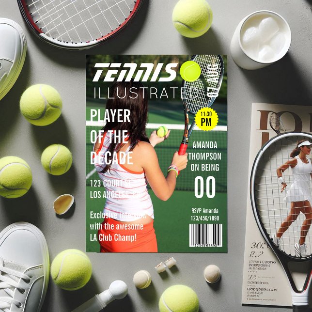 Magazine Cover Pic Celebrity Tennis Birthday Party Invitation (Magazine Cover Pic Celebrity Tennis Birthday Party Invitation)