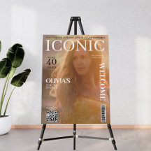 Magazine cover qr code 40th Birthday party welcome