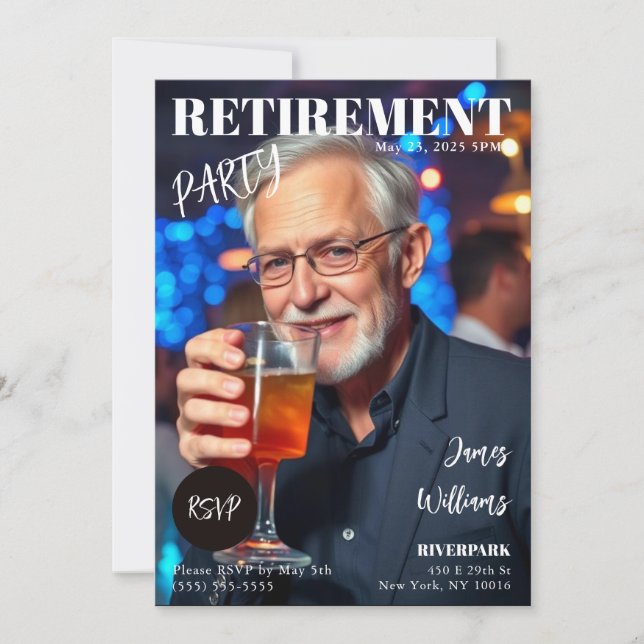 Magazine Cover Retirement  Invitation (Front)