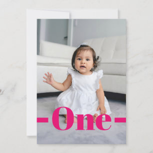 Magazine Cover Style Pink Photo Girl 1st Birthday Invitation