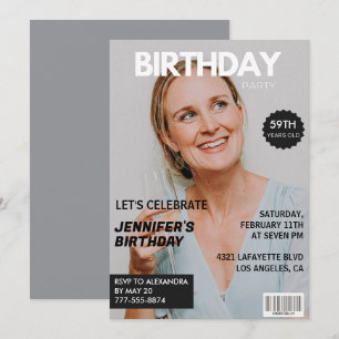 Magazine Cover Stylish for her Photo 59th birthday Invitation