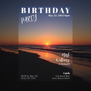 Magazine Cover Sunset Beach Birthday Invitation