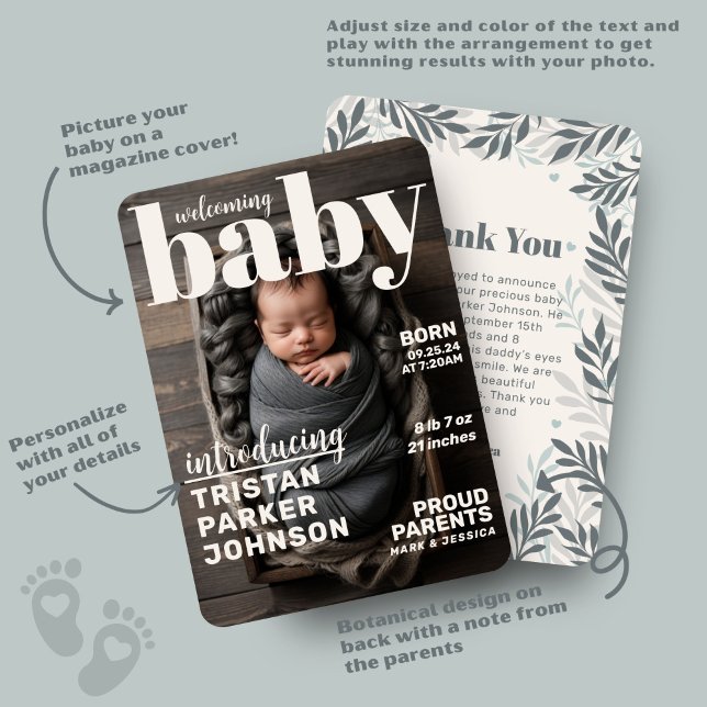 Magazine Cover Trendy Birth Announcement (Creator Uploaded)