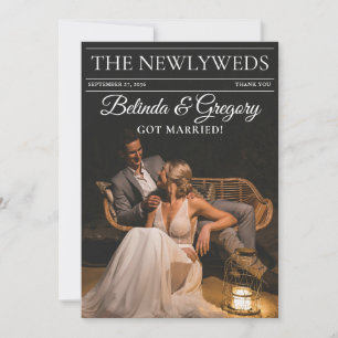 Magazine Editorial Newspaper Photos Wedding Thank You Card