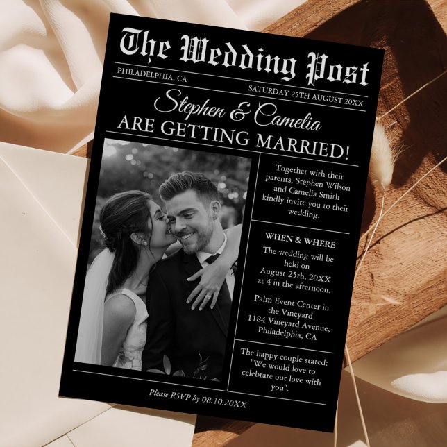 Magazine Editorial Newspaper Wedding Photo Details Invitation (Creator Uploaded)