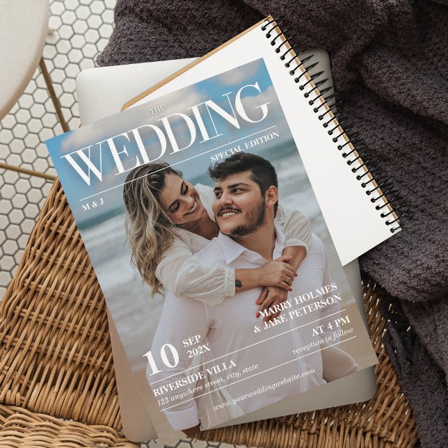 Magazine Editorial Newspaper Wedding Photo Invitation (Creator Uploaded)